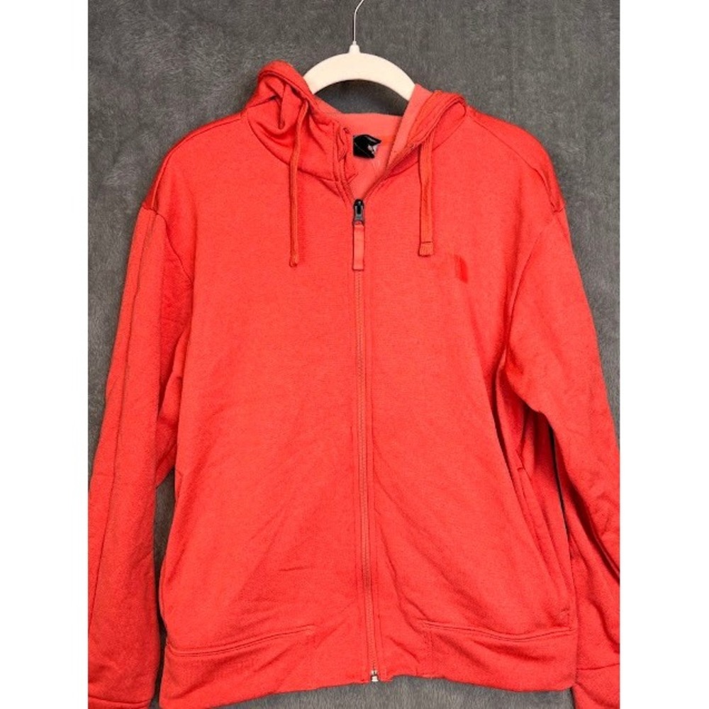 The North Face Womens Full Zip Hoodie Coral Heather Fleece Jacket Small